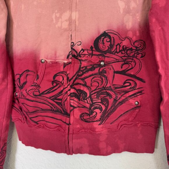Key Closet Jacket Womens Large Koi Fish Studded Y2K Hoodie Tattoo Art Asian NEW - Picture 5 of 10